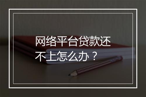 网络平台贷款还不上怎么办？