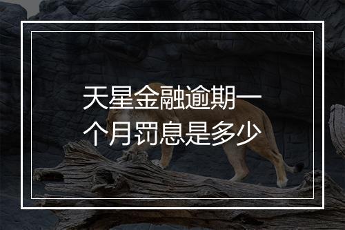 天星金融逾期一个月罚息是多少