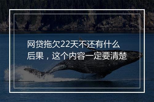 网贷拖欠22天不还有什么后果，这个内容一定要清楚