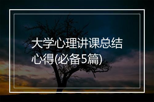 大学心理讲课总结心得(必备5篇)