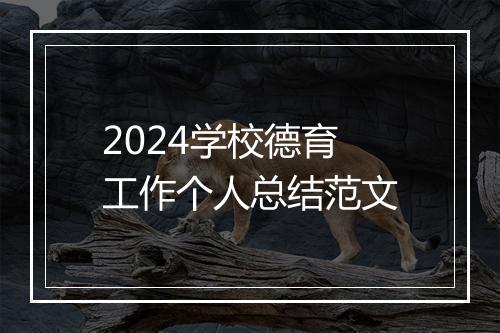 2024学校德育工作个人总结范文