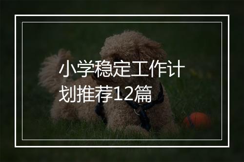 小学稳定工作计划推荐12篇
