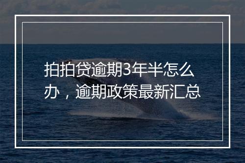 拍拍贷逾期3年半怎么办，逾期政策最新汇总