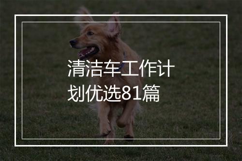 清洁车工作计划优选81篇