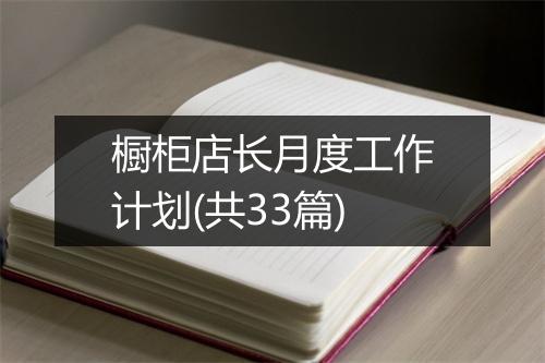 橱柜店长月度工作计划(共33篇)