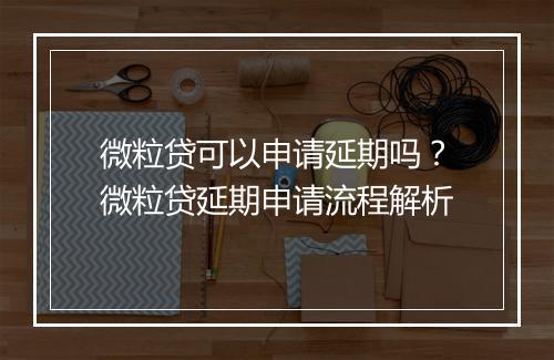 微粒贷可以申请延期吗？微粒贷延期申请流程解析