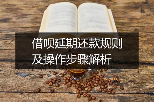 借呗延期还款规则及操作步骤解析