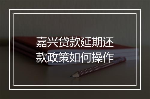 嘉兴贷款延期还款政策如何操作