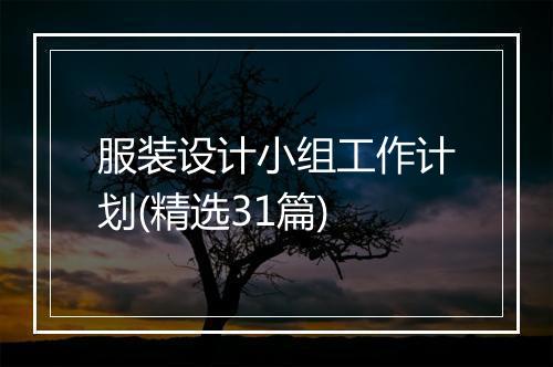 服装设计小组工作计划(精选31篇)