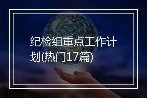 纪检组重点工作计划(热门17篇)