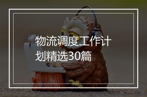 物流调度工作计划精选30篇
