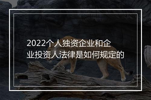 2022个人独资企业和企业投资人法律是如何规定的