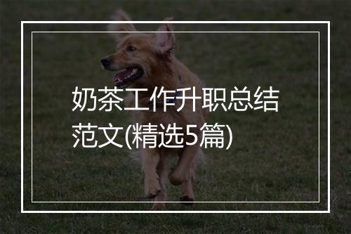 奶茶工作升职总结范文(精选5篇)