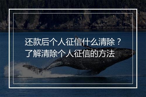 还款后个人征信什么清除？了解清除个人征信的方法