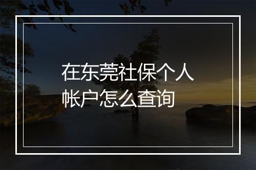 在东莞社保个人帐户怎么查询