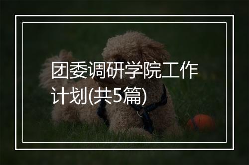 团委调研学院工作计划(共5篇)