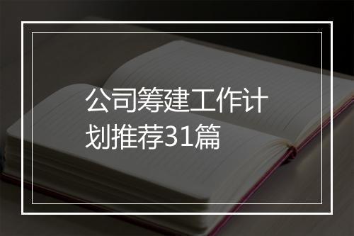 公司筹建工作计划推荐31篇