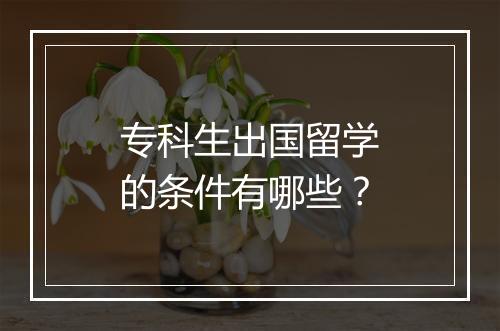 专科生出国留学的条件有哪些？