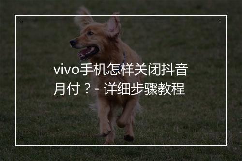vivo手机怎样关闭抖音月付？- 详细步骤教程