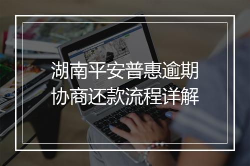 湖南平安普惠逾期协商还款流程详解