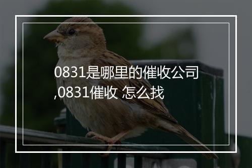 0831是哪里的催收公司,0831催收 怎么找
