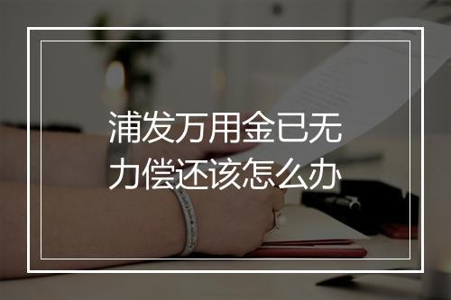 浦发万用金已无力偿还该怎么办