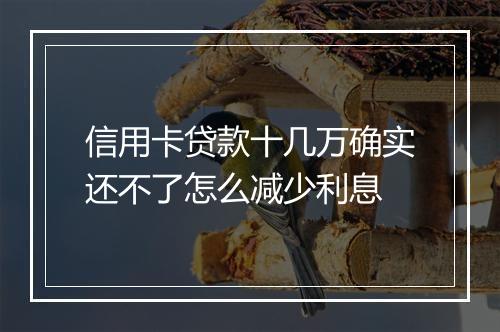 信用卡贷款十几万确实还不了怎么减少利息