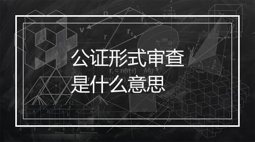 公证形式审查是什么意思