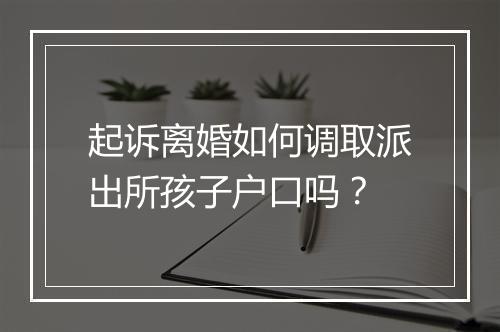 起诉离婚如何调取派出所孩子户口吗？