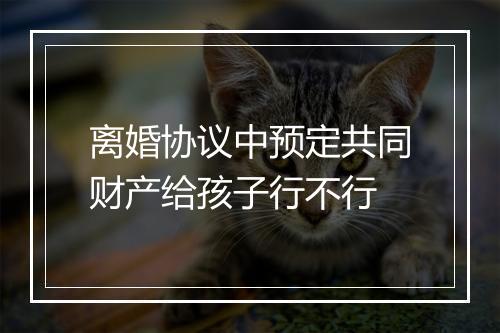 离婚协议中预定共同财产给孩子行不行