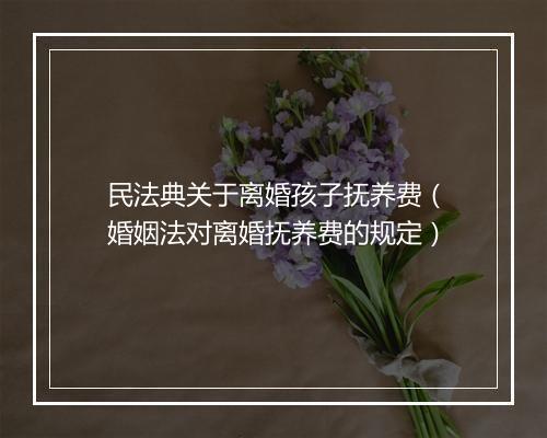 民法典关于离婚孩子抚养费（婚姻法对离婚抚养费的规定）
