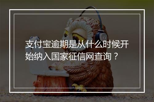 支付宝逾期是从什么时候开始纳入国家征信网查询？