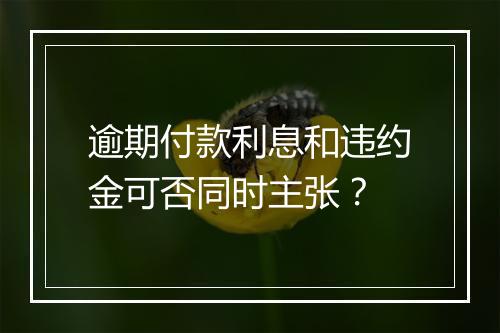 逾期付款利息和违约金可否同时主张？