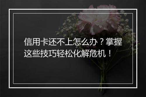 信用卡还不上怎么办？掌握这些技巧轻松化解危机！