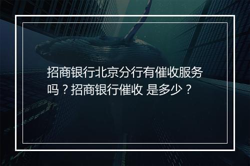 招商银行北京分行有催收服务吗？招商银行催收 是多少？