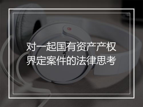 对一起国有资产产权界定案件的法律思考
