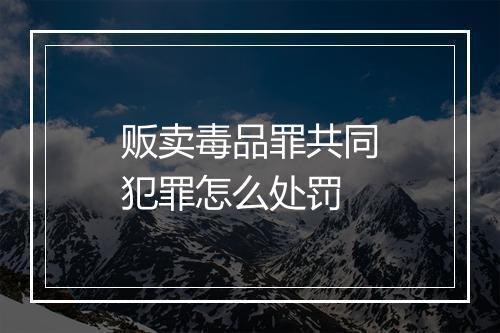 贩卖毒品罪共同犯罪怎么处罚
