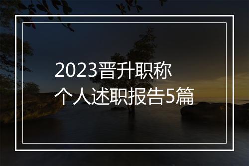 2023晋升职称个人述职报告5篇