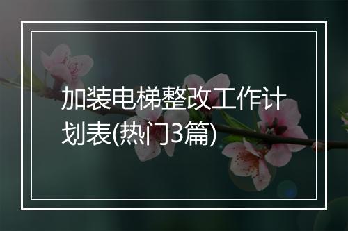 加装电梯整改工作计划表(热门3篇)