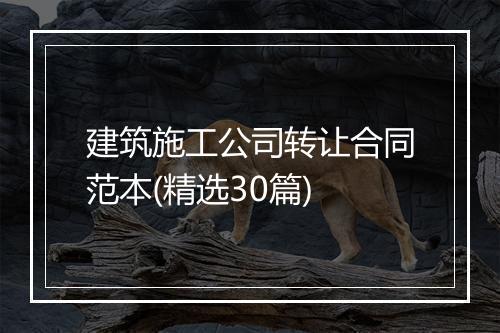 建筑施工公司转让合同范本(精选30篇)