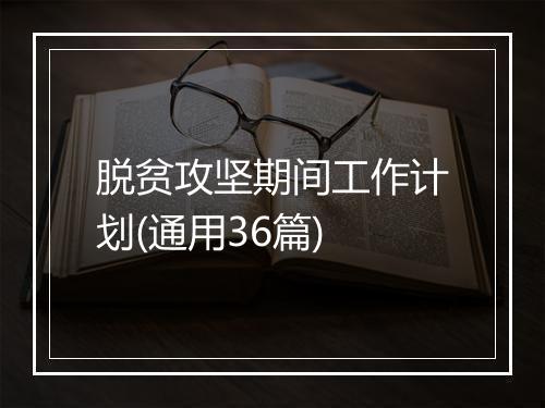 脱贫攻坚期间工作计划(通用36篇)
