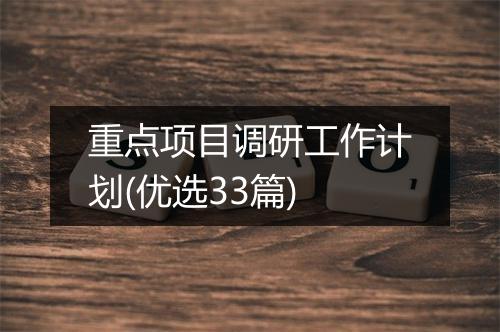 重点项目调研工作计划(优选33篇)