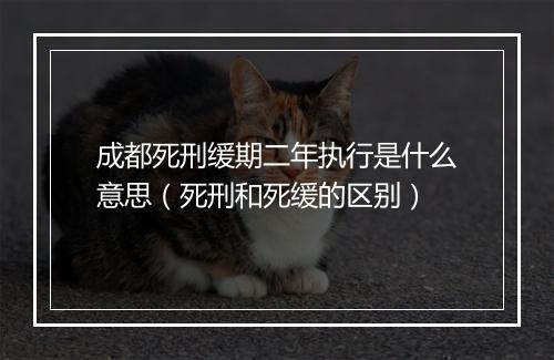 成都死刑缓期二年执行是什么意思（死刑和死缓的区别）