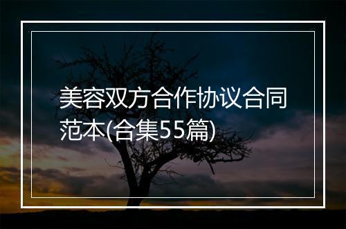 美容双方合作协议合同范本(合集55篇)