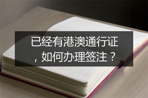 已经有港澳通行证，如何办理签注？