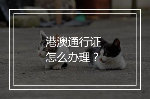 港澳通行证 怎么办理？