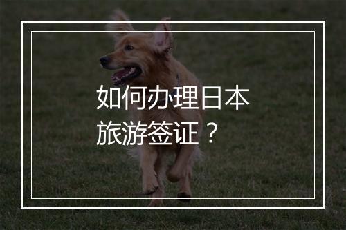 如何办理日本旅游签证？