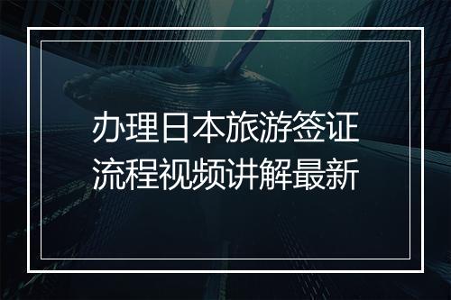 办理日本旅游签证流程视频讲解最新