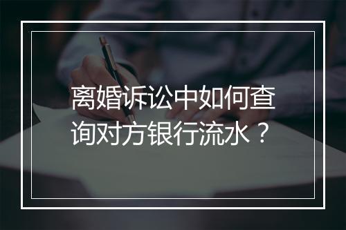 离婚诉讼中如何查询对方银行流水？