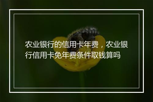 农业银行的信用卡年费，农业银行信用卡免年费条件取钱算吗